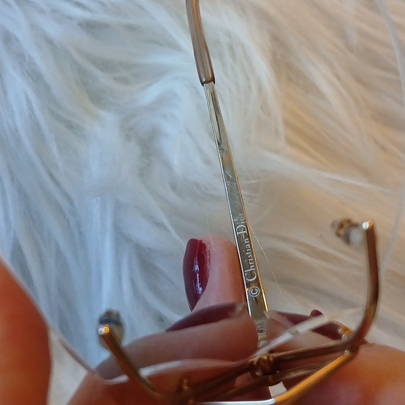 RARE Vintage Diamond Studded Rimless Blue Tinted Dior Glasses - Picture 3 of 5